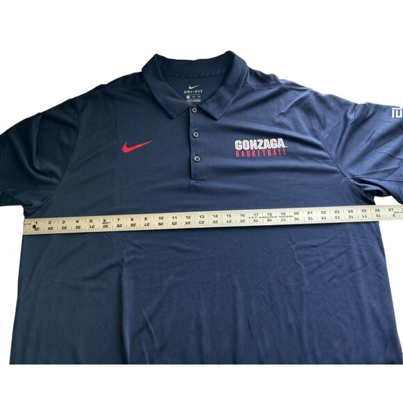 Nike Dri-Fit Gonzaga Basketball Polo Shirt XXL Navy Elite Logo Mens Activewear - Picture 5 of 6